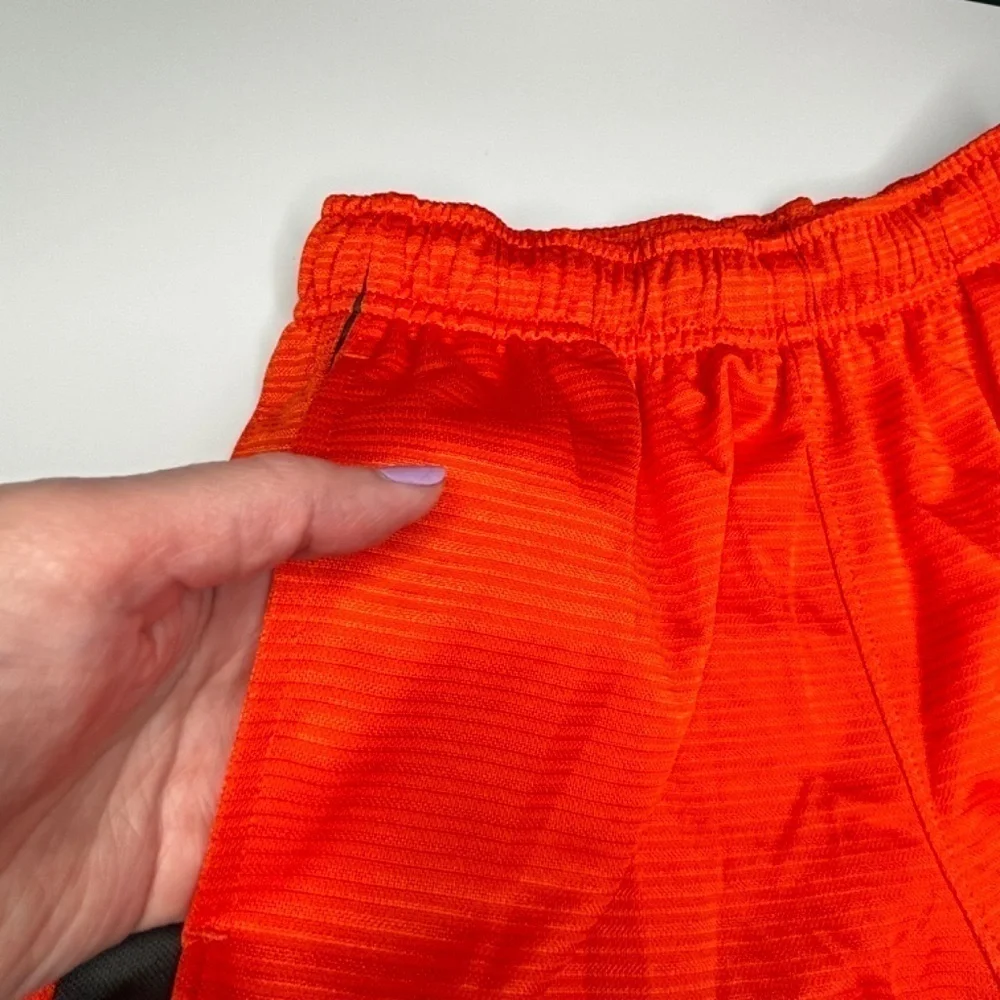 Nike Boys Shorts Size Small Orange Dark Gray Elastic Tie Waist Athletic Shorts‎